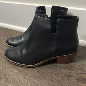 cole haan: soft black leather ankle booties
